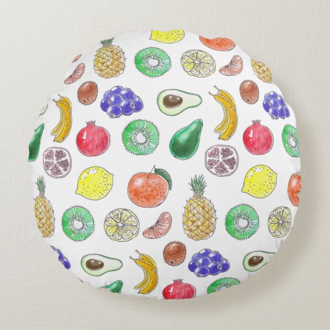 Coussins Ronds Motif de fruits (Devant)