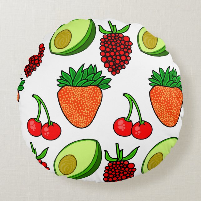 Coussins Ronds motif de fruits (Devant)