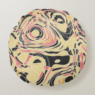 Coussins Ronds motif de géo de ligne Abstraite, dessin topographi
