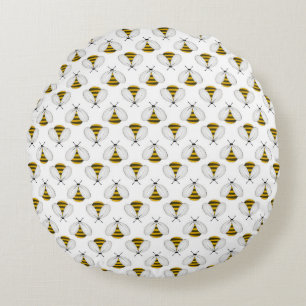 Coussins Ronds Motif de grille d'abeille bourdonnante minimaliste