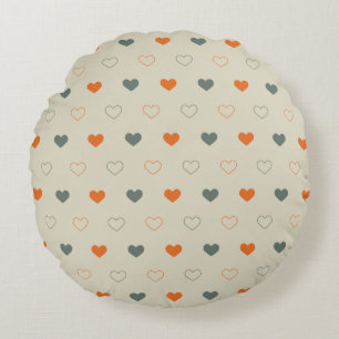 Coussins Ronds Motif de grille de cœurs orange et vert