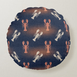Coussins Ronds Motif de homard côtier – Été fruits de mer nautiqu