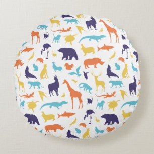 Coussins Ronds Motif de jolis animaux sauvages