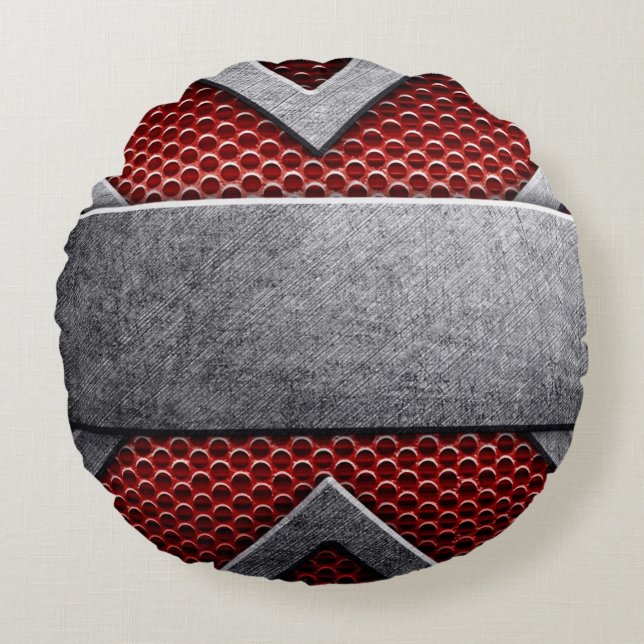 Coussins Ronds Motif de la plaque de métal (Devant)