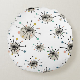 Coussins Ronds Motif de l'ère atomique du milieu du siècle modern