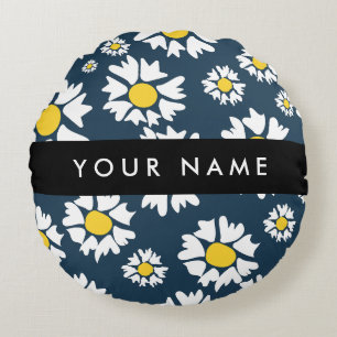 Coussins Ronds Motif de marguerite, marguerites blanches, Votre n