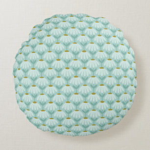 Coussins Ronds Motif de marguerites florales vintage bleu sarcell