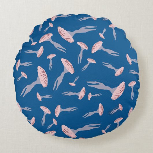 Coussins Ronds Motif de méduse de l'océan bleu profond (Devant)