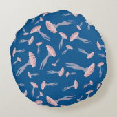 Coussins Ronds Motif de méduse de l'océan bleu profond (Dos)