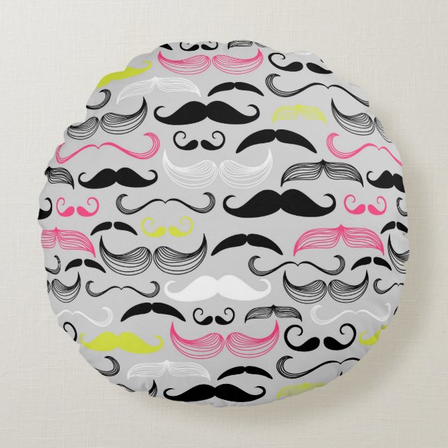 Coussins Ronds Motif de moustache, rétro style (Devant)