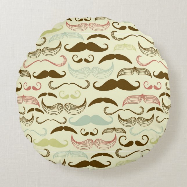 Coussins Ronds Motif de moustache, rétro style 4 (Devant)