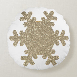 Coussins Ronds Motif de neige Parties scintillant or blanc Noël