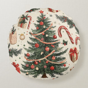 Coussins Ronds Motif de Noël floral Poinsettia (4)