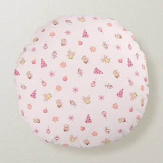 Coussins Ronds Motif de Noël Rose Cosy