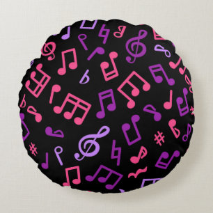 Coussins Ronds Motif de notes musicales