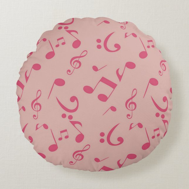 Coussins Ronds Motif de notes musicales (Devant)