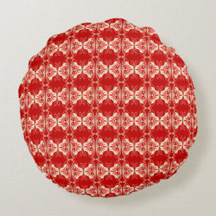 Coussins Ronds Motif de papier peint Art déco - rouge et blanc