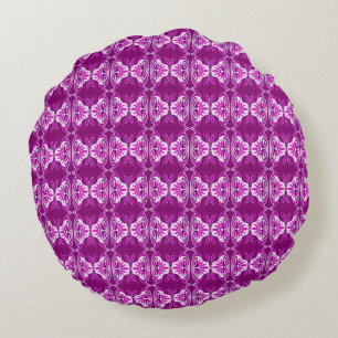 Coussins Ronds Motif de papier peint Art Déco - violet et blanc