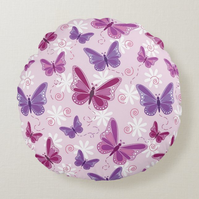 Coussins Ronds motif de papillon 2 (Devant)