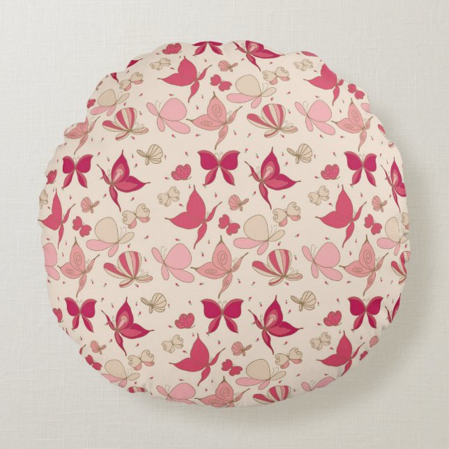 Coussins Ronds motif de papillon 3 (Devant)