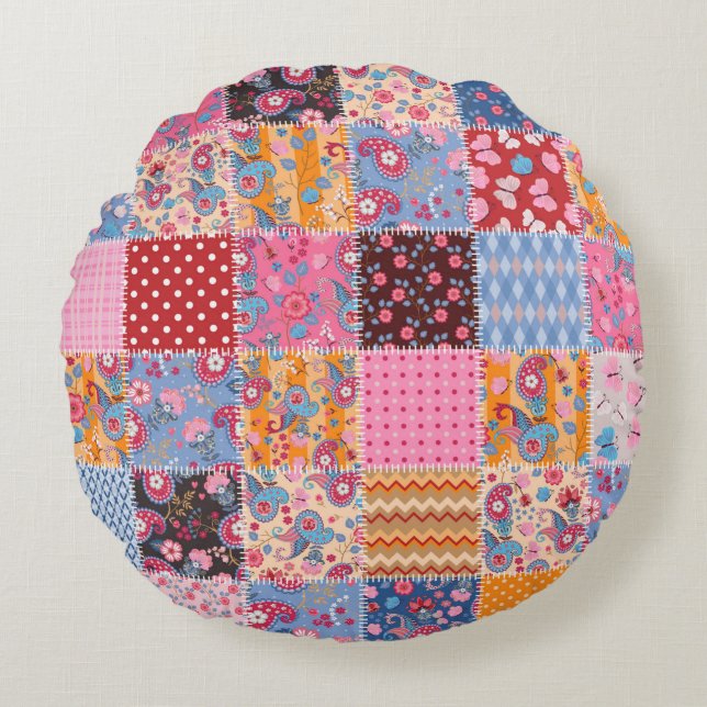 Coussins Ronds Motif de patchwork transparent (Devant)