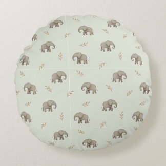 Coussins Ronds Motif de pépinière vert poussiéreux à éléphants à