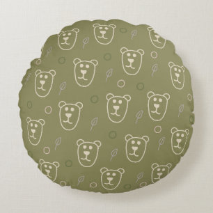 Coussins Ronds Motif de petit ours vert