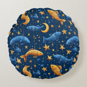 Coussins Ronds Motif de poissons colorés
