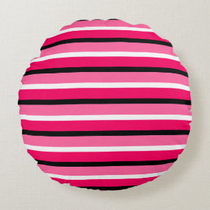 Coussins Ronds Motif de rayures rose clair et foncé