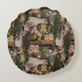 Coussins Ronds Motif de répétition de destination Safari Wildlife (Dos)