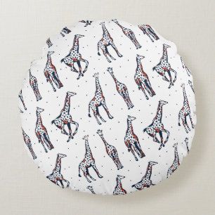 Coussins Ronds Motif de safari de girafe mignonne en course
