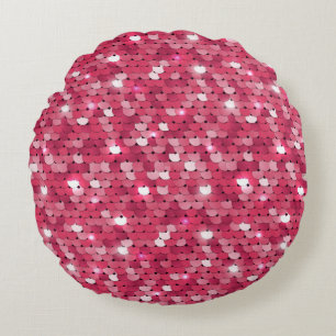 Coussins Ronds Motif de séquence rose parties scintillant