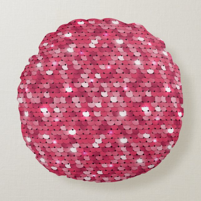Coussins Ronds Motif de séquence rose parties scintillant (Devant)