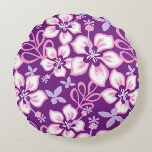 COUSSINS RONDS MOTIF DE SURF JUNGLE EN VIOLET