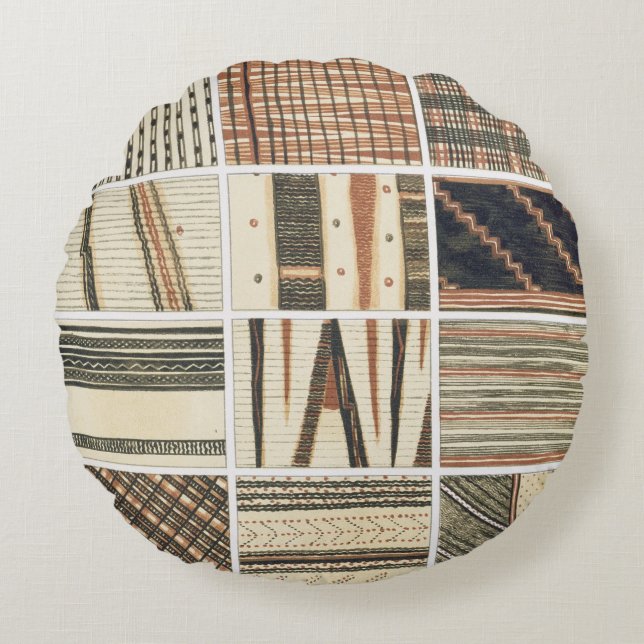 Coussins Ronds Motif de tapa polynésien du cuisinier (Devant)