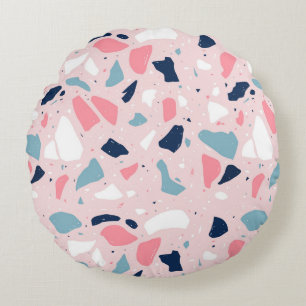 Coussins Ronds Motif de Terrazzo rose
