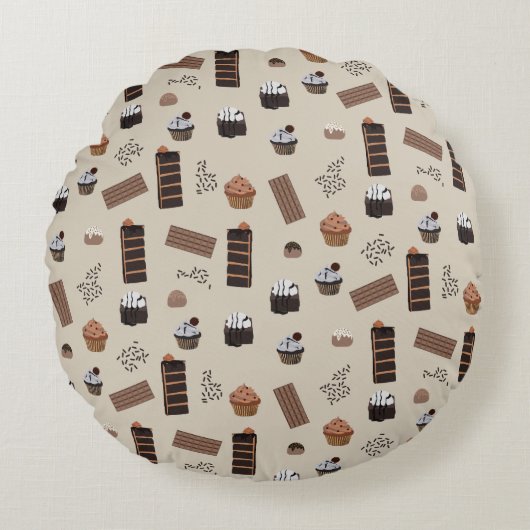 Coussins Ronds Motif de thème chocolat (Devant)