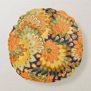 Coussins Ronds motif de tissu vintage : texture de gros plan.