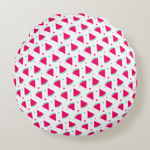 Coussins Ronds Motif de tranches de pastèque rose design d'été