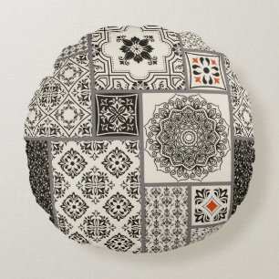 Coussins Ronds Motif de tuile islamique Majolica