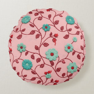 Coussins Ronds Motif de vignes florales