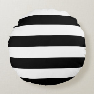 Coussins Ronds Motif décoratif rayé noir et blanc rayures