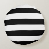 Coussins Ronds Motif décoratif rayé noir et blanc rayures (Dos)
