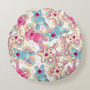 Coussins Ronds Motif d'enfant de Kawaii avec des griffonnages