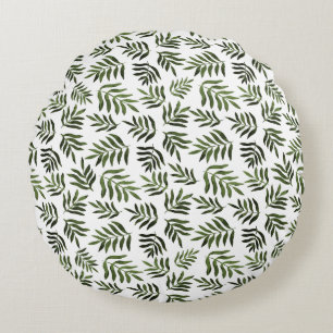Coussins Ronds Motif des branches vertes aquarelle