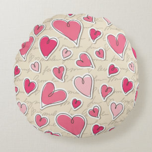 Coussins Ronds Motif des coeurs