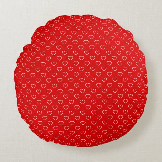 Coussins Ronds Motif des Coeurs Blancs sur le joli rouge (Devant)