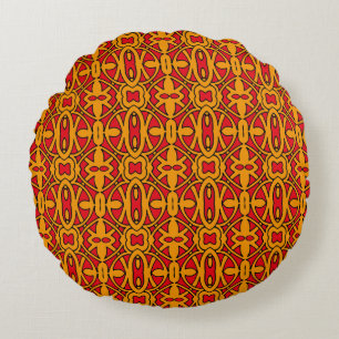 Coussins Ronds Motif dessiné à la main orange et rouge
