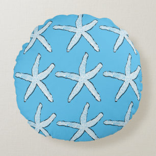 Coussins Ronds Motif d'étoile de mer Noël ciel bleu plage