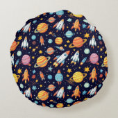 Coussins Ronds Motif d'exploration spatiale coloré (Dos)